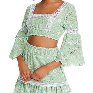 Charo Ruiz Green and White Skirt Set